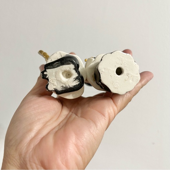 Vintage Ceramic Set of Choir Angels Singing Black White Gold Trim Read Note - Picture 4 of 7